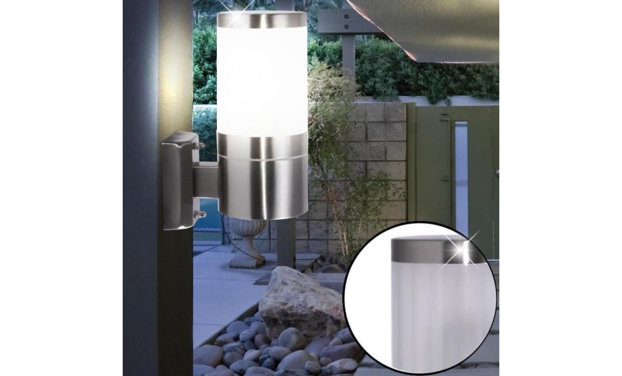 3 x applique luminaire mural espace extérieur acier inoxydable jardin terrasse balcon ip44 pas cher