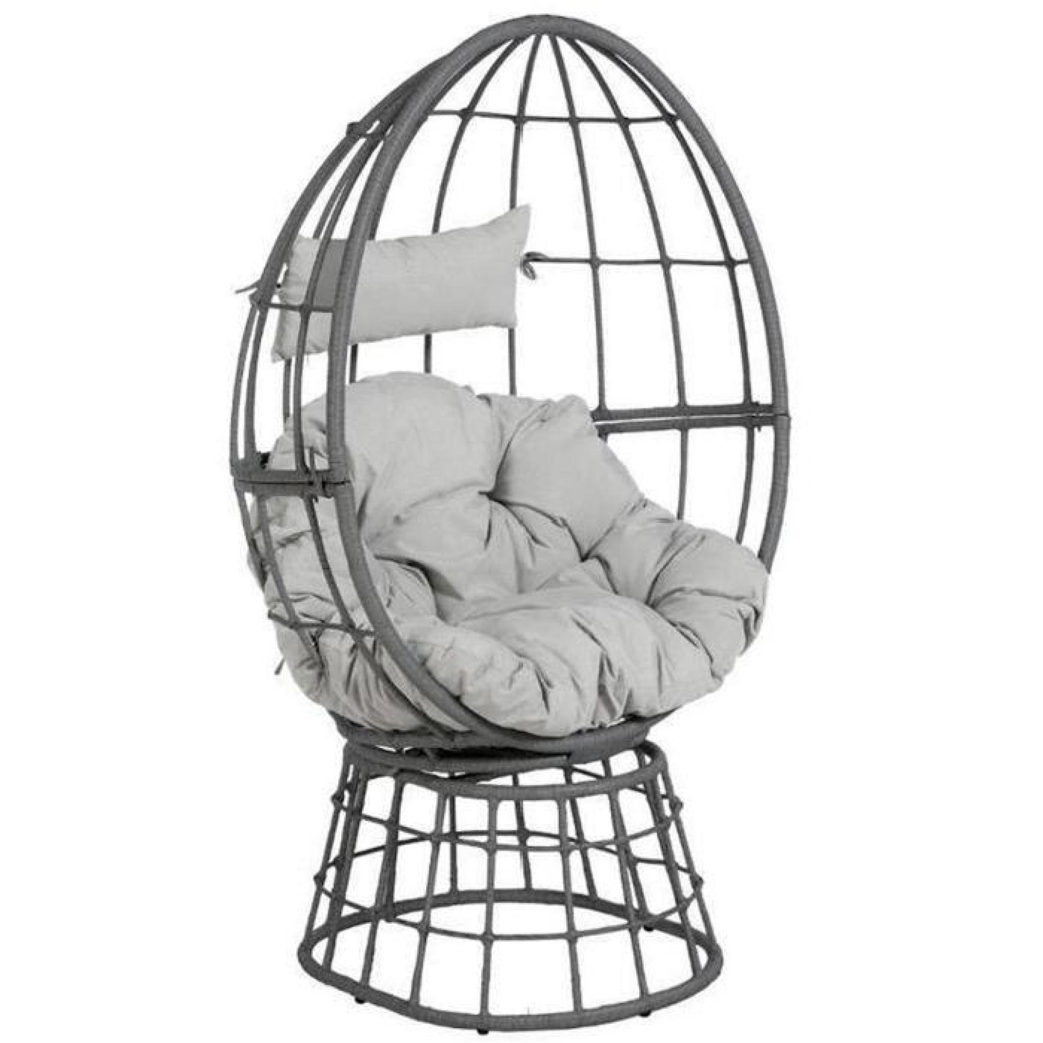 Balancelle de jardin en acier traité époxy avec assise en résine tressée - Dim : L 97 x P 61 x H 120 cm 