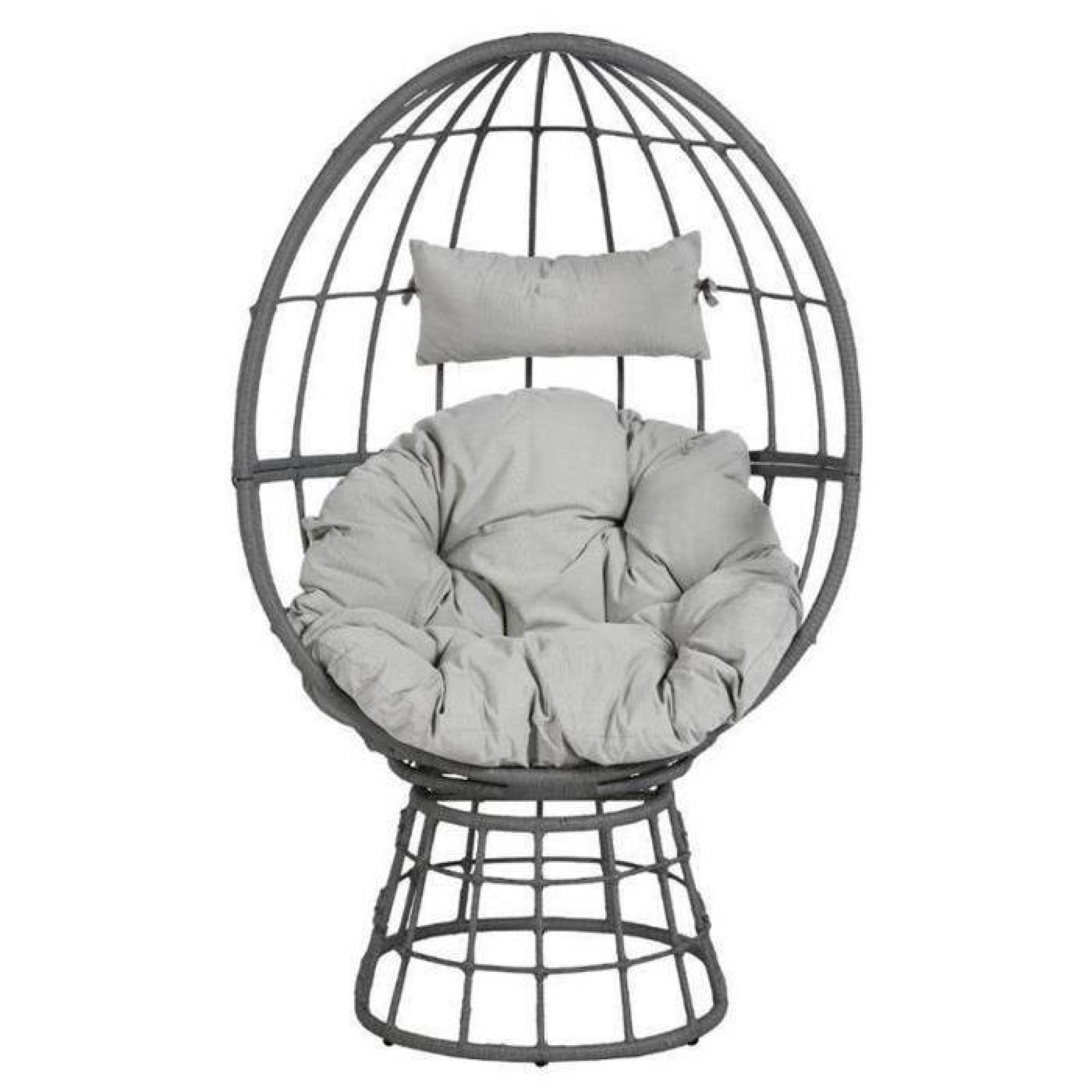 Balancelle de jardin en acier traité époxy avec assise en résine tressée - Dim : L 97 x P 61 x H 120 cm  pas cher