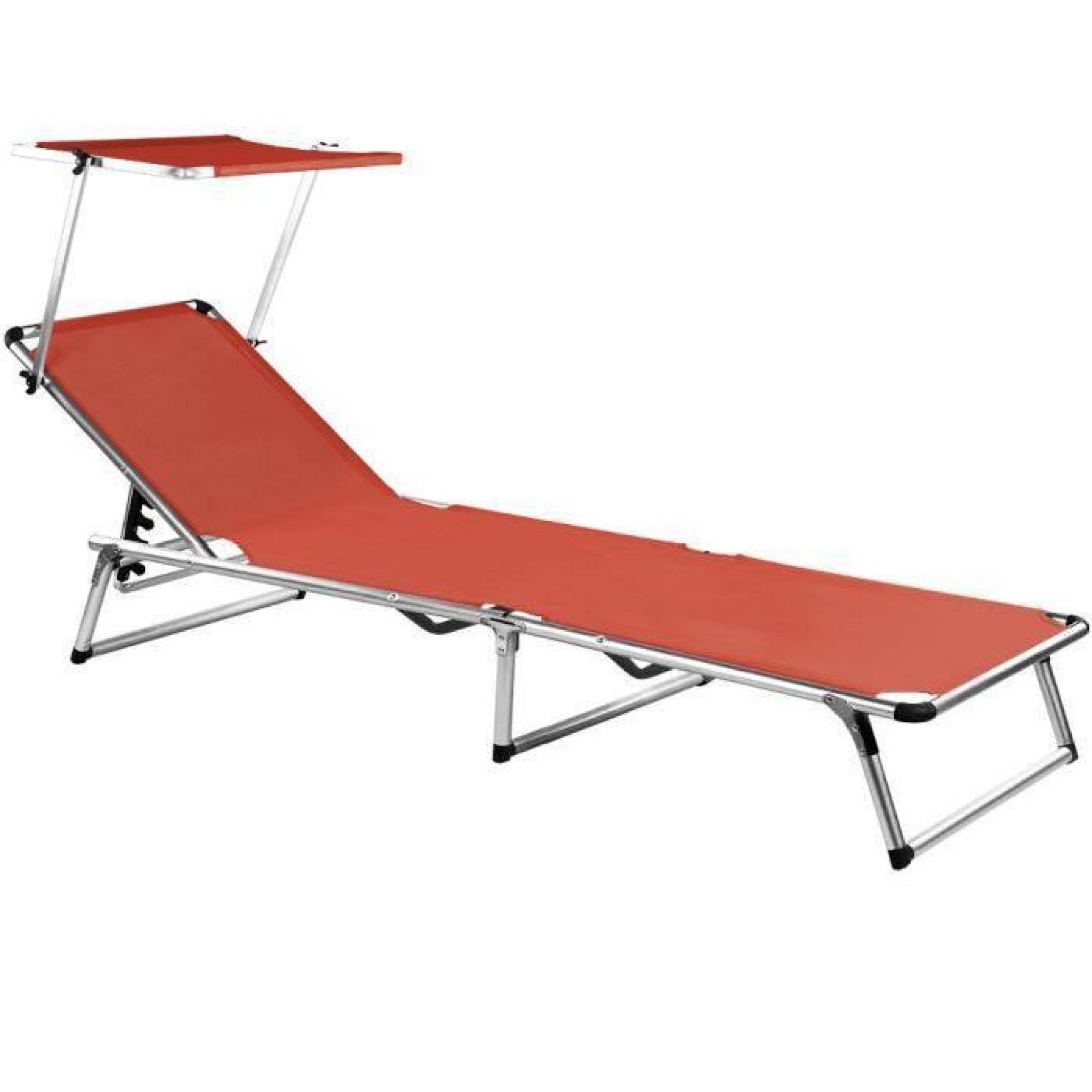 Chaise longue de jardin rouge pliante aluminium