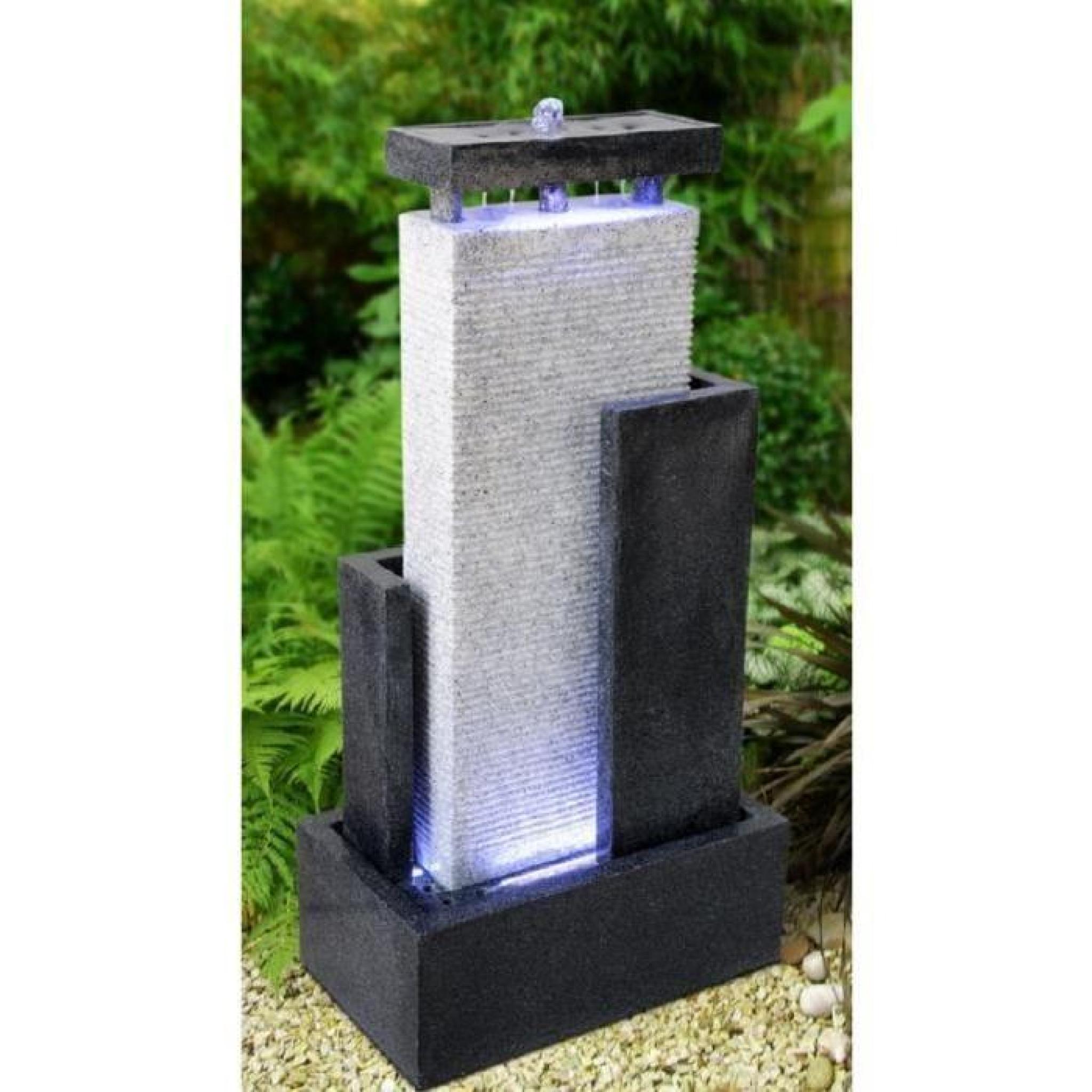 Fontaine de jardin fontaine extérieure Muro XL 90 cm LED bleu