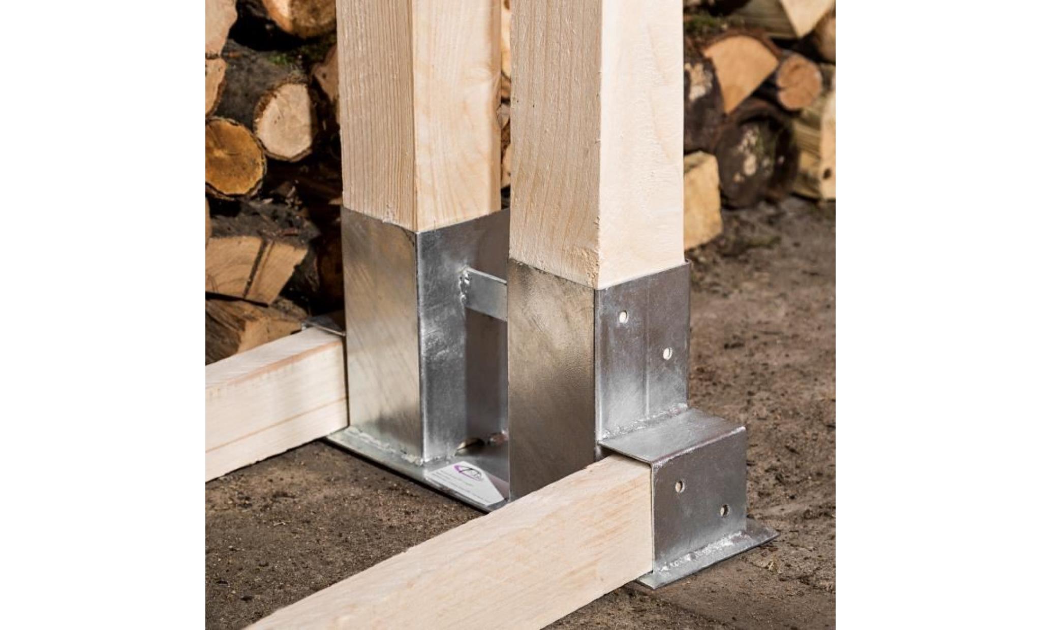 Lot de 2 supports d'empilage en métal pour bois de chauffage réglable -  Support empilable pour bois équarri - Acier revêtu noir : :  Bricolage