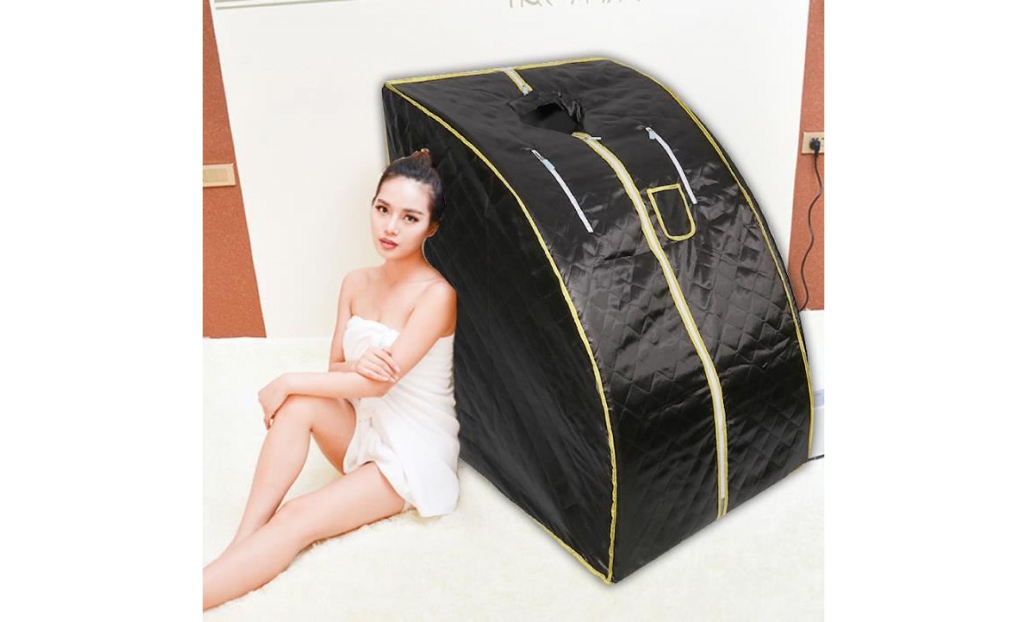 sauna portable noir a vapeur spa intererieur pliable avec la télécommande pas cher