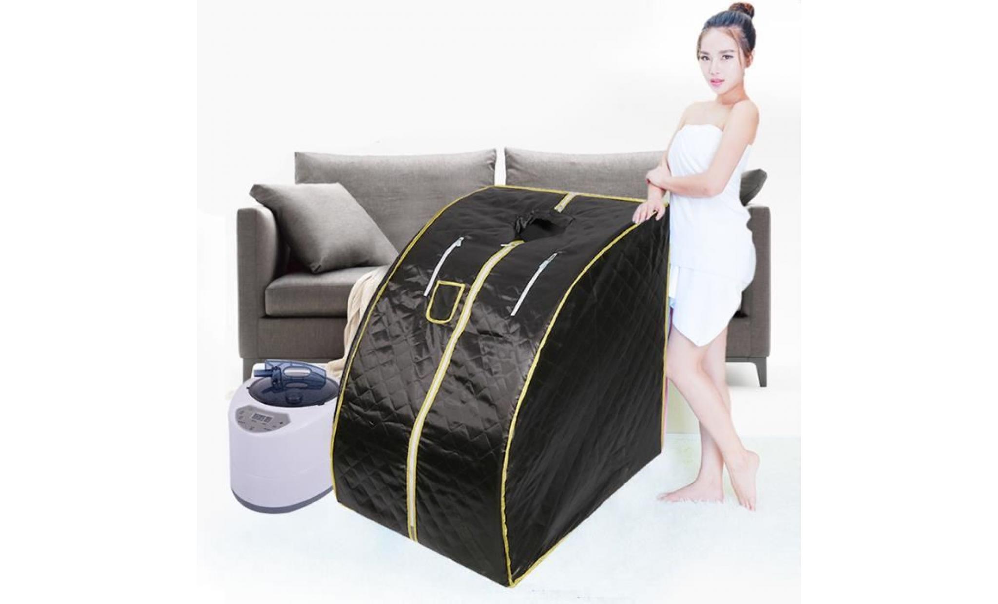 sauna portable noir a vapeur spa intererieur pliable avec la télécommande pas cher