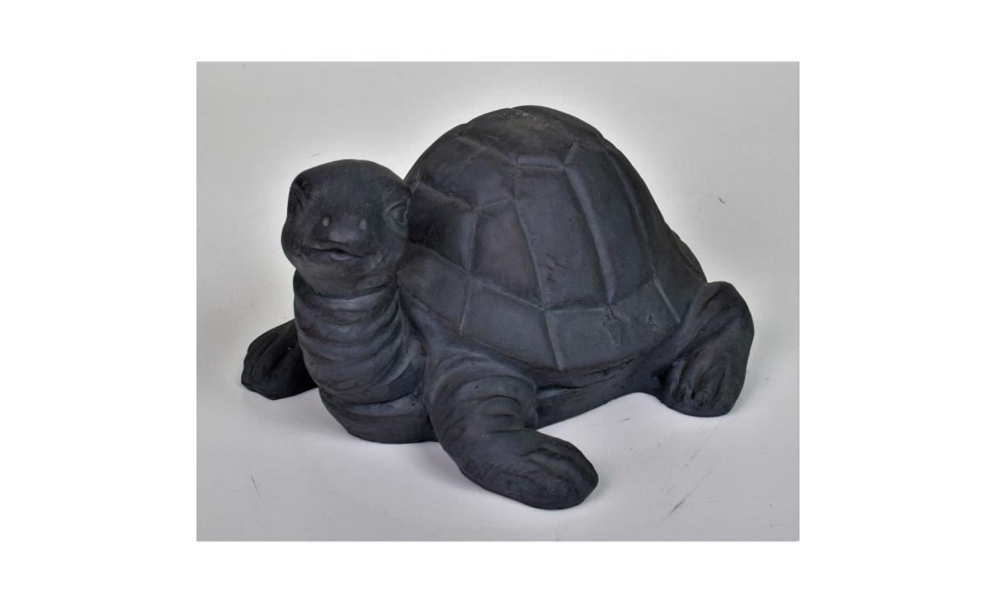 statue tortue en polyrésine   32x27xh28cm   gris   déco de jardin pas cher