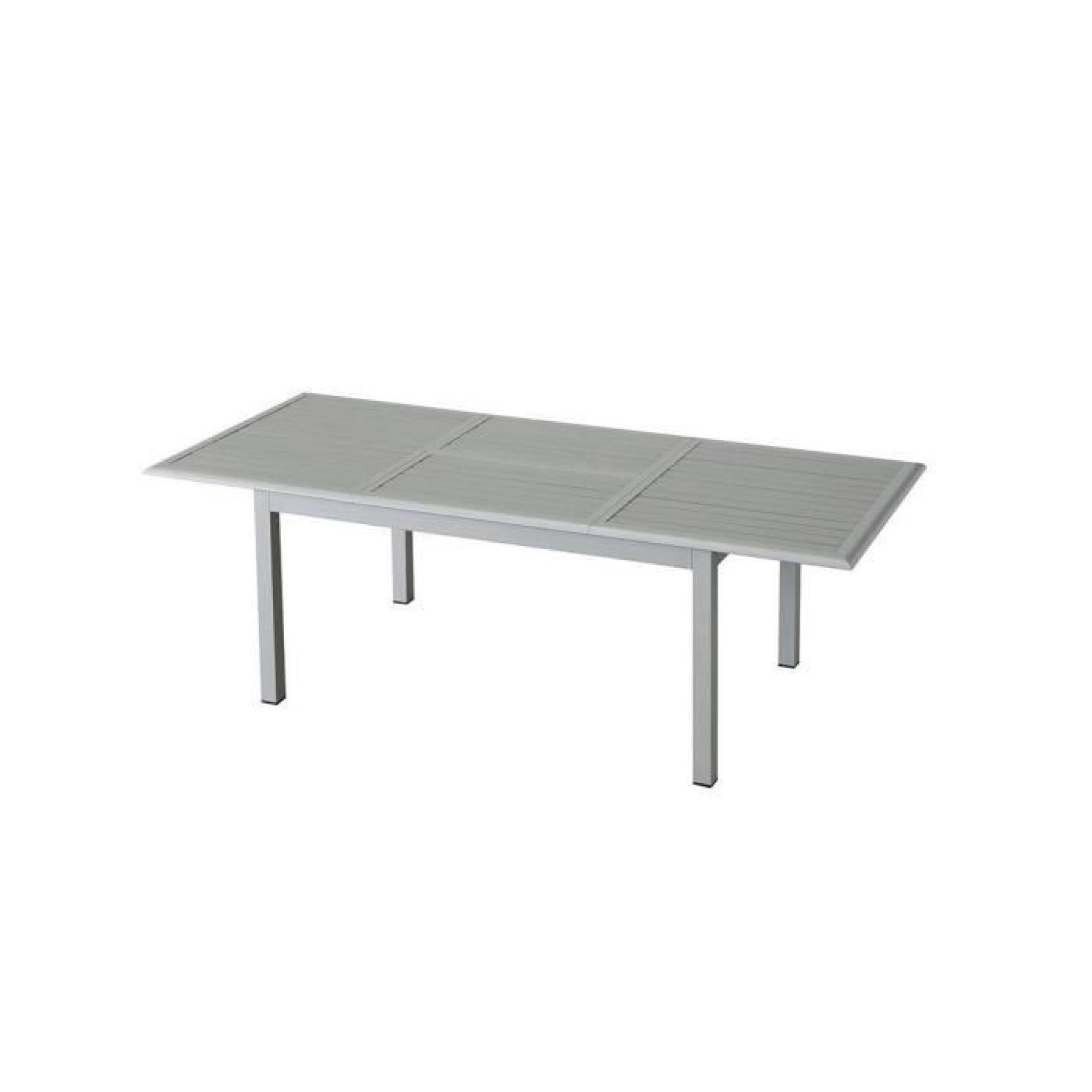 Table de jardin rectangulaire extensible (200/300 x 97 x 75 cm) en  aluminium et bois composite